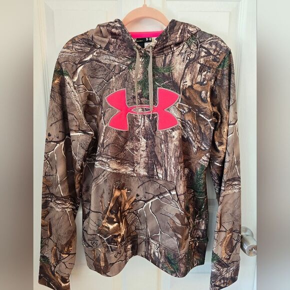Under Armour Brown Camo Hoodie with Pink Logo - Picture 1 of 3
